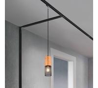 Trio Lighting Tosh track light for DUOline, black, wood detail, E27