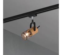 Trio Lighting Tosh track spotlight for DUOline, matt black, wood detail
