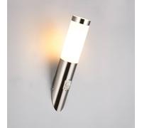 Trio Lighting Trioto outdoor wall lamp, nickel-coloured, 39 cm stainless steel, sensor