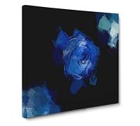 Trio of Blue Roses in Abstract Modern Canvas Wall Art Print Ready to Hang, Framed Picture for Living Room Bedroom Home Office Décor, 20x20 Inch (50x50 cm)