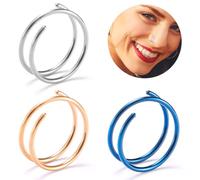 Trio Of Double Nose Rings, 5G Screw-On Style For Single Piercings, 316L Stainless Steel With Two Loops, Jewelry For All Genders In Gold, Silver, Blue