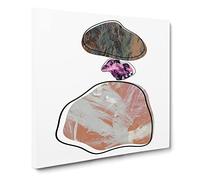 Trio of Rocks Modern Canvas Wall Art Print Ready to Hang, Framed Picture for Living Room Bedroom Home Office Décor, 14x14 Inch (35x35 cm)