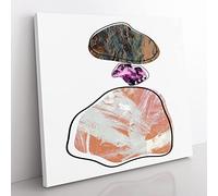 Trio of Rocks Modern Canvas Wall Art Print Ready to Hang, Framed Picture for Living Room Bedroom Home Office Décor, 50x50 cm (20x20 Inch)