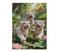 Trio of Tigers Jigsaw Puzzle, 500 Piece Puzzle for Adults, Impossible Hard Challenging Puzzle, Fun and Relaxing Family Game, Home Decoration, Interlock Perfectly, No Dust, 20.5x15 in