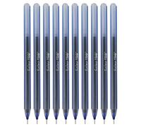 TRIO Plus Ballpoint Pens, BLUE, Fine Point (0.7mm), Pack of 10, Triangular Grip, Fine Writing Ball Pens, Perfect for School Business Office Home Use, iZOFAX Black Ball Pen