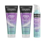 TRIO SET Frizz Ease Wonder John Frieda Shampoo 250ml + Conditioner 250ml + Featherlight Smoothing Creme 100ml, Frizzy, Fine Hair with Aloe Water