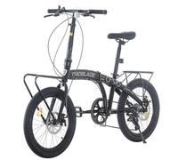 TRIOBLADE 20 Inch Folding Bike for Adult 7-Speed Shimano Drivetrain Folding Bicycle Lightweight Aluminium Frame Disc Brake Foldable Bikes for Women Men (Black&Grey with Rack)
