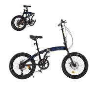 TRIOBLADE 20 Inch Folding Bike for Adult 7-Speed Shimano Drivetrain Folding Bicycle Lightweight Aluminium Frame Disc Brake Foldable Bikes for Women Men (Black & Blue)