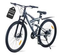 TRIOBLADE 24/26/27.5/29 Inch Full Suspension Mountain Bike for Adults Teens & Youth, Dual Shock MTB Dirt Bicycle, 21-Speed Gears, Mechanical Disc Brakes, High-Carbon Steel Frame