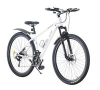 TRIOBLADE 24/26/27.5/29 Inch Mountain Bike 21 Speeds Bike 17.5 Inch Lightweight Aluminium Frame Bicycle for Adult Men Women, Lockout Suspension Fork, Dual Disc Brake (24inch, White)