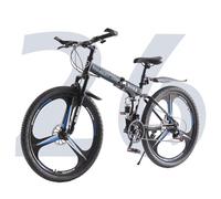 TRIOBLADE 24/26/27.5'' Folding Mountain Bike 21Speed Foldable Mountain Bicycle with Dual Disc Brakes 3 Spoke Wheels Mountain Bikes Dual Suspension Design for Adult Men Women (Black&Blue, 26inch)