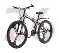 TRIOBLADE 24/26/27.5'' Folding Mountain Bike 21Speed Foldable Mountain Bicycle with Dual Disc Brakes 3 Spoke Wheels Mountain Bikes Dual Suspension Design for Adult Men Women