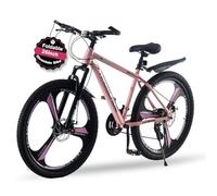 TRIOBLADE 24/26/27.5 Inch Mountain Bike 3 Spoke Wheels Mountain Bicycle 21 Speeds Disc Brake Bike Lightweight Frame Bicycle for Adult Men Women Sport Cycling Bike (Black&Pink, 26inch)