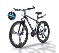 TRIOBLADE 24''26''27.5'' Mountain Bike 3 Spoke Wheels Mountain Bicycle 21 Speeds Disc Brake Bike Lightweight Frame Bicycle for Adult Men Women Sport Cycling Bike (Black&Blue, 26Inch)