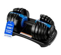 TRIOBLADE 24KG/40KG Adjustable Dumbbells for Saving Place Weights Dumbbells Set 15in1 /17in1 Fast Weight Changes NonSlip Handle Home Gym Strength Training Equipment (24kg C Style 1 Pack Blue)