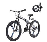 TRIOBLADE 27.5 Inch Folding Mountain Bike 21-Speed Foldable Mountain Bicycle with Dual Disc Brakes 3 Spoke Wheels Mountain Bikes,Dual Suspension Design for Adult Men Women (Black & Blue)