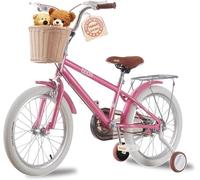 TRIOBLADE Girls Bike 16" 18" 20" 22" Kids Bike Pink Children Bicycle with Stabilizers Basket, Girls Children Bike Gift Ages 2-9 Years Old Adjustable Seat (16 inch)