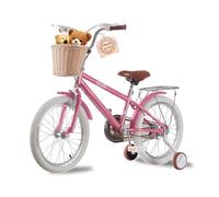 TRIOBLADE Girls Bike 16" 18" 20" 22", Kids Bike Pink Children Bicycle with Stabilizers, Basket, Girls Children Bike Gift, Ages 2-9 Years Old, Adjustable Seat (18")