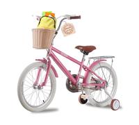 TRIOBLADE Girls Bike 16" 18" 20" 22", Kids Bike Pink Children Bicycle with Stabilizers, Basket, Girls Children Bike Gift, Ages 2-9 Years Old, Adjustable Seat (20")