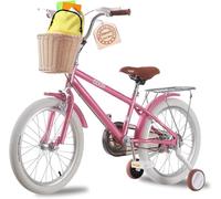 TRIOBLADE Girls Bike 16" 18" 20" 22" Kids Bike Pink Children Bicycle with Stabilizers Basket, Girls Children Bike Gift Ages 2-9 Years Old Adjustable Seat (20 inch)