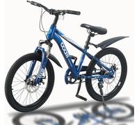 TRIOBLADE Kids Bike 18" 20" 22" Kids Mountain Bike for Boys and Girls Junior Mountain Bikes Children Bicycle with Shock Absorber 12.25-Inch Frame Dual Disc Brake 5-14 Years Old (Blue, 20 inch)