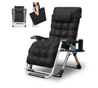 TRIOBLADE Outdoor Reclining Zero Gravity Chair with Cup Holder & Cushion, Adjustable Sun Loungers Folding Recliner Garden Chairs for Patio Garden