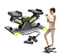 TRIOBLADE Steppers for Exercise Home Workout Mini Stepper Step Machine with Resistance Bands LCD Monitor Dual Hydraulic Noiseless Stairmaster Space Saving Non-Slip Pedal Full Body Training (Black)