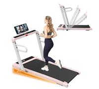 TRIOBLADE Treadmills Foldable 7% Incline 3 in 1 Treadmills Portable 2.5HP Motor Walking Pad with Handle Bar Indoor Running Machines with remote control LED Display 120KG Capacity (pink)