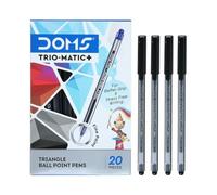 TRIOMATIC+ Ballpoint Pens, BLACK, Fine Point (0.7mm), Pack of 20, Multipack, Trio Grip Ball Pens, Perfect for School Home Office Use, iZOFAX Black Ball Pen
