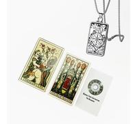Trionfi della Luna Illustrated Tarot Deck - 78 Cards Set - Includes Tarot Necklace