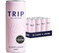 TRIP CBD Drink, Sparkling Elderflower Mint Fizzy Drink, Low Calorie, Vegan, 250 ml (Pack of 12)