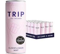TRIP CBD Drink, Sparkling Elderflower Mint Fizzy Drink, Low Calorie, Vegan (Pack of 24 x 250ml)