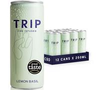 TRIP CBD Drink, Sparkling Lemon Basil Fizzy Drink, Low Calorie, Vegan (Pack of 12 x 250ml)