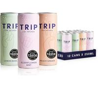 TRIP Mixed Pack CBD Drinks (Elderflower Mint, Peach Ginger & Lemon Basil) 12x 250ml