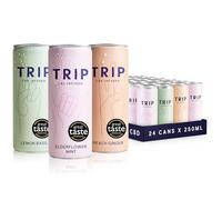 TRIP CBD Drink, Sparkling Mixed Pack Fizzy Drink, Low Calorie, Vegan, Stress & Anxiety Relief (Pack of 24 x 250ml)