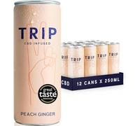 TRIP CBD Drink, Sparkling Peach Ginger Fizzy Drink, Low Calorie, Vegan (Pack of 12 x 250ml)