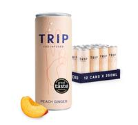 TRIP CBD Drink, Sparkling Peach Ginger Fizzy Drink, Low Calorie, Vegan (Pack of 12 x 250ml)