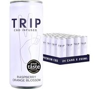 TRIP CBD Drink, Sparkling Raspberry Orange Blossom, 25mg CBD, Fizzy Drink, Low Calorie, Vegan (Pack of 24 x 250ml)