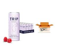 TRIP CBD Infused Sparkling Drink, Raspberry Orange Blossom, 12 x 250ml - Premium 10mg CBD Fizzy Water with Calming L-Theanine, Chamomile & Lemon Balm - Low Calorie, Vegan & Sugar-Free Relaxing Botanic