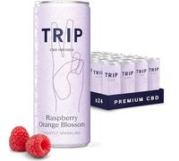 TRIP CBD Sparkling Drink, Low Calorie, Raspberry Orange Blossom, 24 pack