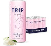 TRIP CBD Sparkling Drink, Low Calorie, Vegan, Elderflower Mint, 12 pack