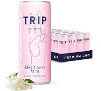 TRIP CBD Sparkling Drink, Low Calorie, Vegan, Elderflower Mint, 24 pack