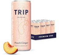 TRIP CBD Sparkling Drink, Low Calorie, Vegan, Peach Ginger, 12 pack