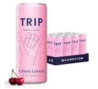 TRIP Cherry Lemon Sparkling Drink with 120MG calming Magnesium + Lion’s Mane + Chamomile + Lemon Balm. Low Calorie, No Added Sugar and Vegan (Pack of 12 x 250ml)