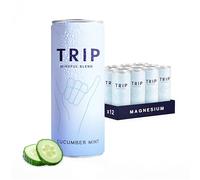TRIP Cucumber Mint Sparkling drink with 120MG calming Magnesium + Lion’s Mane + Chamomile + Lemon Balm. Low Calorie and Vegan (Pack of 12 x 250ml) - Packaging Might Vary