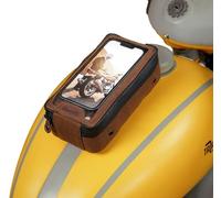 Trip Machine Magnetic Motorcycle Tank Pouch Navigator - Waterproof Universal Fuel Tank Bag with Touchscreen Phone/GPS Window, 6 Strong Magnets, YKK Zipper, Anti-Slip Base (Brown & Tobacco)