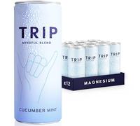 TRIP Mindful Blends - Cucumber Mint Sparkling drink with 1440MG Magnesium + Lion’s Mane + Chamomile + Lemon Balm. Low Calorie and Vegan (Pack of 12 x 250ml) - Packaging Might Vary