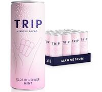 TRIP Mindful Blends - Elderflower Mint Sparkling drink with 120MG Magnesium + Lion’s Mane + Chamomile + Lemon Balm. Low Calorie and Vegan (Pack of 12 x 250ml)