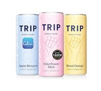 TRIP Mixed Pack Sparkling Drink with 120MG calming Magnesium + Lion’s Mane + Chamomile + Lemon Balm. Low Calorie and Vegan (Pack of 12 x 250ml)