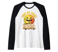 Trip Or Treat Spooky Camper Van Traveling Camping Halloween Raglan Baseball Tee